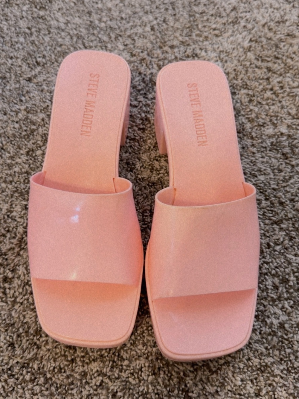 Steve Madden Blush Pink Square-Toe Slide Mules